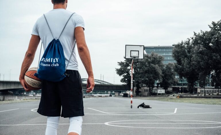 A man prepares to shoot a basketball on a court in Cologne, Germany.