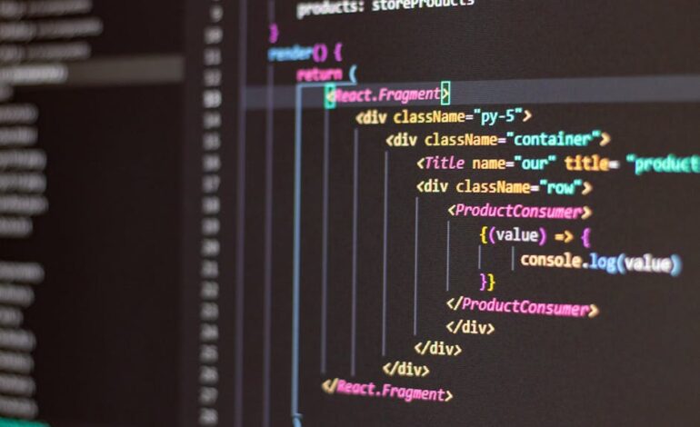 Close-up of HTML and JavaScript code on a computer screen in Visual Studio Code.