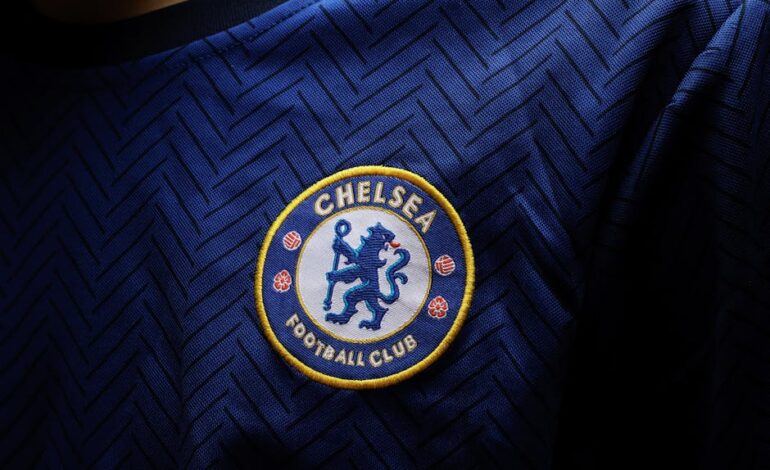 Detailed close-up photo capturing the Chelsea F.C. football jersey patch.